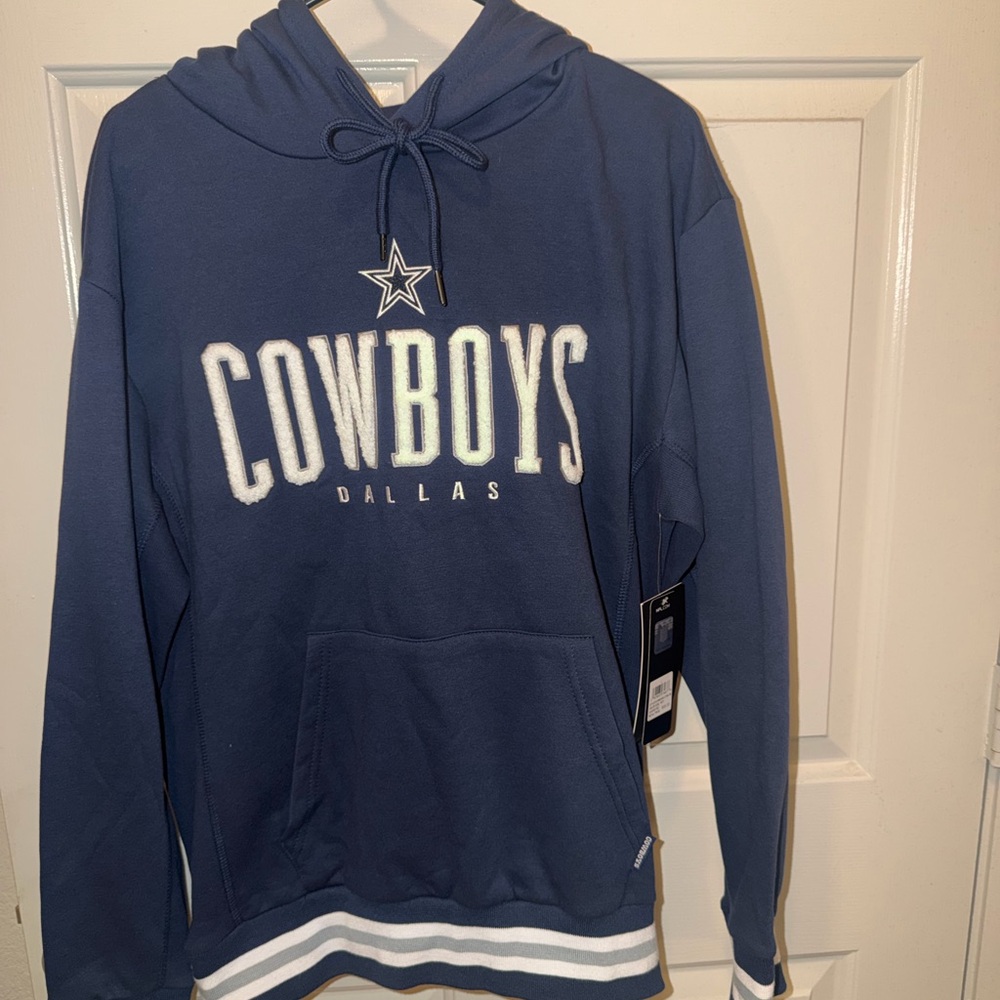 NFL Dallas Cowboys Navy and White Crewneck Hoodie
